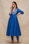 Gulabo by Abu Sandeep_Blue Chanderi Embroidered Gota Notched Anarkali  _Online_at_Aza_Fashions