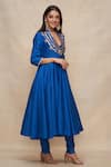 Buy_Gulabo by Abu Sandeep_Blue Chanderi Embroidered Gota Notched Anarkali  _Online_at_Aza_Fashions