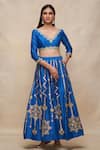 Buy_Gulabo by Abu Sandeep_Blue Chanderi Embroidered Gota Flared Lehenga Skirt  _at_Aza_Fashions