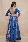 Shop_Gulabo by Abu Sandeep_Blue Chanderi Embroidered Gota Flared Lehenga Skirt  _at_Aza_Fashions