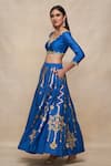 Gulabo by Abu Sandeep_Blue Chanderi Embroidered Gota Flared Lehenga Skirt  _Online_at_Aza_Fashions