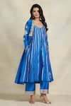 Buy_Gulabo by Abu Sandeep_Blue Chanderi Embroidered Gota Open Gathered Jacket  _at_Aza_Fashions