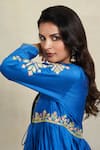 Buy_Gulabo by Abu Sandeep_Blue Chanderi Embroidered Gota Open Gathered Jacket  _Online_at_Aza_Fashions