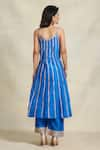 Shop_Gulabo by Abu Sandeep_Blue Chanderi Embroidered Gota V Neck Striped Slip Dress  _at_Aza_Fashions