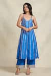 Buy_Gulabo by Abu Sandeep_Blue Chanderi Embroidered Gota V Neck Striped Slip Dress  _Online_at_Aza_Fashions