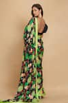 Shop_Gulabo by Abu Sandeep_Black Chanderi Print Floral Saree  _at_Aza_Fashions