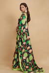 Shop_Gulabo by Abu Sandeep_Black Chanderi Print Floral Saree  _Online_at_Aza_Fashions