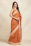 Buy_Gulabo by Abu Sandeep_Orange 100% Pure Chanderi Silk Embroidery Gota Saree _Online_at_Aza_Fashions