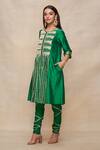 Gulabo by Abu Sandeep_Green Chanderi Embroidery Gota Round Neck Tunic  _Online_at_Aza_Fashions