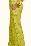 Shop_Gulabo by Abu Sandeep_Green Linen Print Geometric Pant  _Online_at_Aza_Fashions