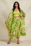 Buy_Gulabo By Abu Sandeep_Green Modal, Satin Geometric Print Overlay Shrug _at_Aza_Fashions