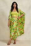 Buy_Gulabo By Abu Sandeep_Green Modal, Satin Geometric Print Overlay Shrug _Online_at_Aza_Fashions