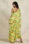 Shop_Gulabo by Abu Sandeep_Green Modal Satin Print Floral Sarong  _at_Aza_Fashions