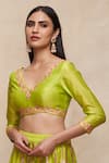 Gulabo by Abu Sandeep_Green Chanderi Embellished Gota V Neck Blouse  _Online_at_Aza_Fashions