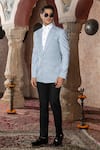 Abkasa_Blue Terry Rayon Embroidered French Aerolux Tuxedo And Trouser Set  _at_Aza_Fashions