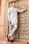 Buy_Abkasa_Blue Modal Satin Textured Pintucks Celestia Kurta And Pant Set  _at_Aza_Fashions