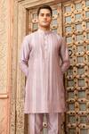 Shop_Abkasa_Purple Silk Amethyst Pintucked Kurta And Pant Set _at_Aza_Fashions