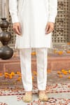 Abkasa White Modal Satin Embroidery Floral Abyan Kurta With Pant Online at Aza Fashions Abkasa_White Modal Satin Embroidery Floral Abyan Kurta With Pant _Online_at_Aza_Fashions