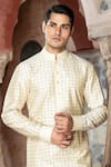 Buy_Abkasa_Beige Katan Silk Embroidery Stitch Line Pebblyn Kurta With Pant  _Online_at_Aza_Fashions