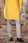 Abkasa_Yellow Katan Silk Embroidery Thread Aurelius Kurta With Pant  _Online_at_Aza_Fashions