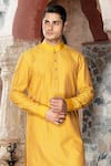Buy_Abkasa_Yellow Katan Silk Embroidery Thread Aurelius Kurta With Pant  _Online_at_Aza_Fashions