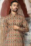 Shop_Abkasa_Brown 100% Cotton Print Mandala Auburn Kurta With Pant  _at_Aza_Fashions