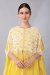 Keith Gomes_Yellow Silk Organza Embroidery Sequins Scallop Embellished Cape With Sharara _at_Aza_Fashions