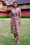 Shop_Jodi_Wine Mashru Silk Printed Sequin Velu Embroidered Kurta And Trouser Set _at_Aza_Fashions