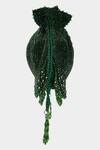 Aanchal Sayal_Emerald Green Crystal Ivy Tassel Embroidered Potli_Online_at_Aza_Fashions