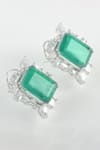 Buy_Zaza By Somya_Green Stone Royal Highness Stud Earrings _at_Aza_Fashions