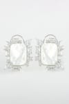 Shop_Zaza By Somya_White Pearls, Stones Mother Of Royal Highness Stud Earrings _at_Aza_Fashions