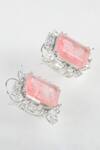 Buy_Zaza By Somya_Pink Stones Geometric Royal Highness Stud Earrings _at_Aza_Fashions