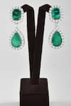 Zaza By Somya_Green Stone Imperial Hand Embellished Earrings_Online_at_Aza_Fashions