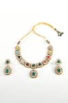 Buy_Zaza By Somya_Multi Color Stones Royalness Navratna Necklace Set _at_Aza_Fashions
