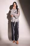 Buy_B'Infinite_Grey Crush Organza Embellished Sequin Applique Mystic Slate Top And Trouser Set For Kids