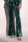 Shop_B'Infinite_Emerald Green Velvet Woven Sequin Shawl Collar Blazer Trouser Set _Online_at_Aza_Fashions