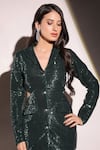 B'Infinite_Green Sequined Lycra Embroidered Dazzling Blazer And Pant Set _at_Aza_Fashions
