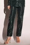 B'Infinite_Green Sequined Lycra Embroidered Dazzling Tapered Trouser _Online_at_Aza_Fashions