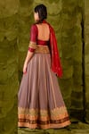 Shop_Latha Puttanna_Grey Karnataka Silk Hand Embroidered Aari Gold Scoop Akka Lehenga Set _at_Aza_Fashions