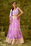 Shop_Latha Puttanna_Purple Karnataka Silk Embroidered Beads Scoop Vorgithi Lehenga Set _Online_at_Aza_Fashions