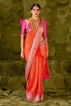 Buy_Latha Puttanna_Orange Georgette Hand Embroidered Aari Gold Hennu Saree With Blouse  _Online_at_Aza_Fashions