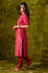 Shop_Latha Puttanna_Magenta Chintamani Silk Hand Embroidered Aari Gold Tangi Kurta And Pant Set _Online_at_Aza_Fashions