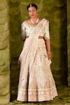 Buy_Latha Puttanna_White Karnataka Silk Embroidered Aari Round Hennu Tape Bridal Lehenga Set _Online_at_Aza_Fashions