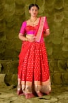 Buy_Latha Puttanna_Pink Chintamani Silk Embroidered Zari Sweetheart Nadini Beaten Lehenga Set _at_Aza_Fashions