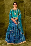 Buy_Latha Puttanna_Blue Chintamani Embroidered Tangi Gota And Bead Lehenga Set _at_Aza_Fashions