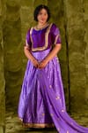 Buy_Latha Puttanna_Purple Chintamani Embroidered Tape Round Tangi Gota And Lehenga Set _at_Aza_Fashions