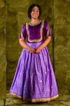 Shop_Latha Puttanna_Purple Chintamani Embroidered Tangi Gota And Lehenga Set  _Online_at_Aza_Fashions