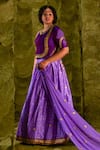 Latha Puttanna_Purple Chintamani Embroidered Tape Round Tangi Gota And Lehenga Set _at_Aza_Fashions