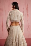 Shop_Roqa_Ivory Net Embroidered Sequin Jacket Aiden Pearl Embellished Floral Lehenga Set _at_Aza_Fashions