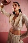 Shop_Roqa_Ivory Net Embroidered Sequin Jacket Aiden Pearl Embellished Floral Lehenga Set _Online_at_Aza_Fashions